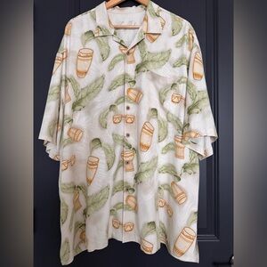 Tommy Bahama 100% Silk Shirt 2XB Big & Tall Tropical Print Camp Shirt